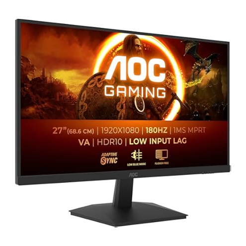 AOC 27G42E 27-inch 180Hz gaming monitor with stand for desktop setups