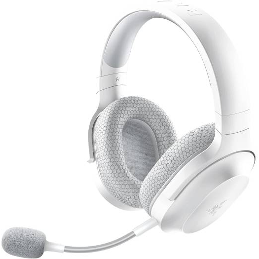 Razer Barracuda X Mercury wireless gaming headset in white with a detachable microphone.