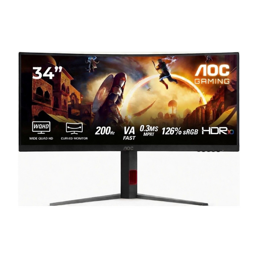 AOC CU34G4H 34-inch curved ultrawide gaming monitor front view for gaming setups in Dubai