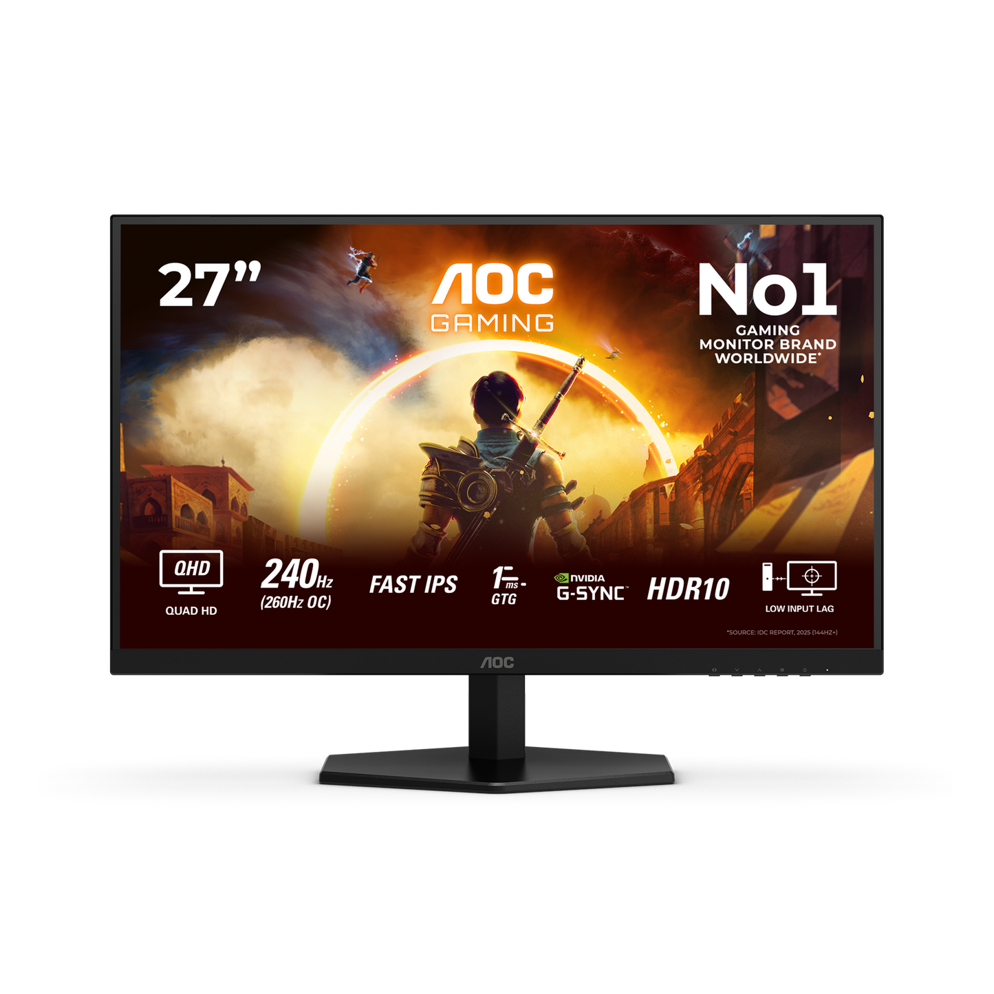 AOC Q27G42ZE 27-inch QHD 240Hz gaming monitor front view for gaming setups in Dubai