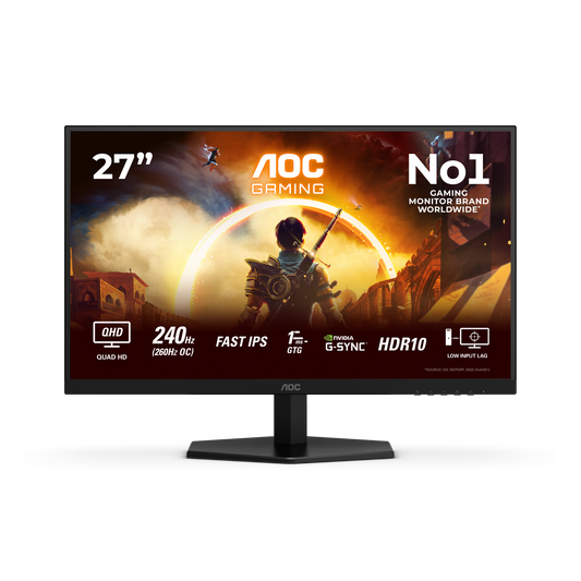 AOC Q27G42ZE 27-inch QHD 240Hz gaming monitor front view for gaming setups in Dubai