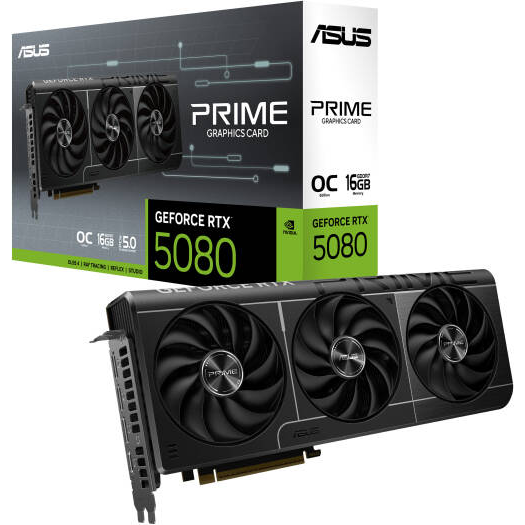 ASUS PRIME GeForce RTX 5080 OC 16GB graphics card retail box for UAE gaming PC builds