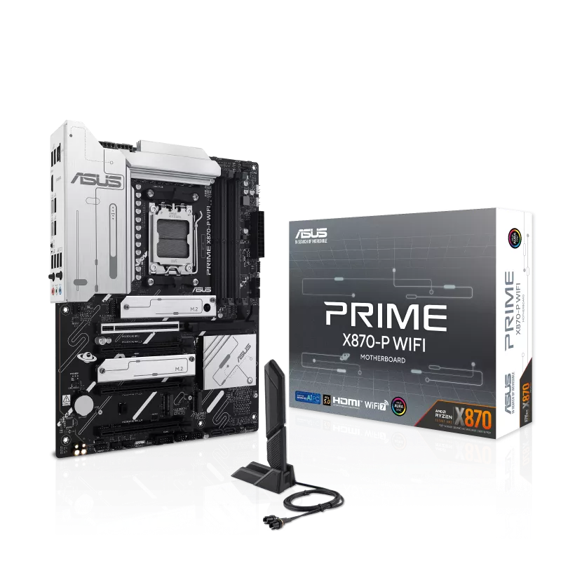ASUS Prime X870-P WiFi AM5 DDR5 motherboard front view for AMD Ryzen PC builds in Dubai
