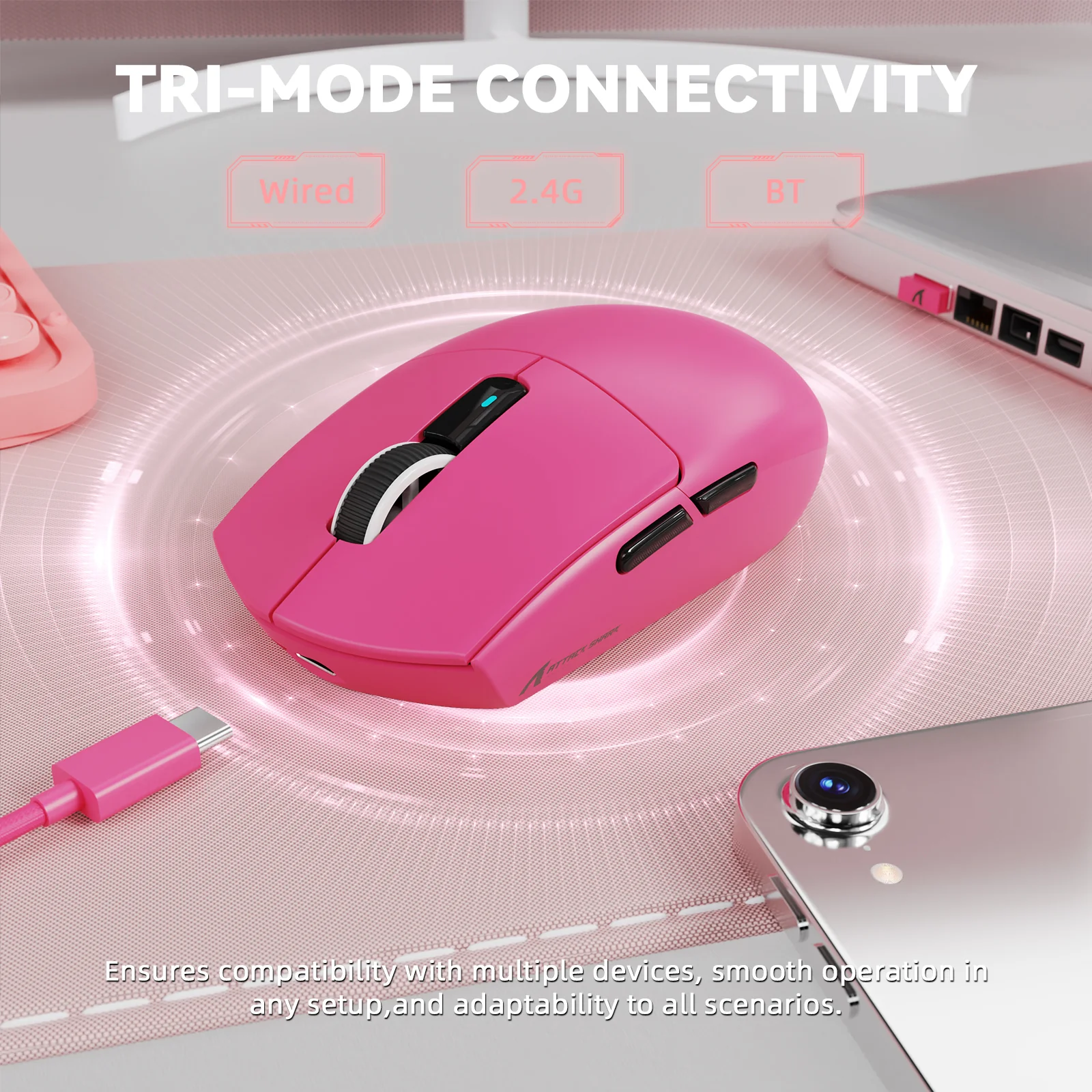 ATTACK SHARK G3 Pro 25K DPI red gaming mouse for PC and laptop gaming
