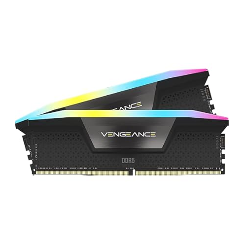 Corsair Vengeance RGB DDR5 6000MHz 32GB black desktop RAM angled product view