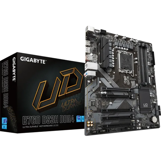 GIGABYTE B760 DS3H DDR4 Ultra Durable motherboard front view for Intel PC builds in Dubai