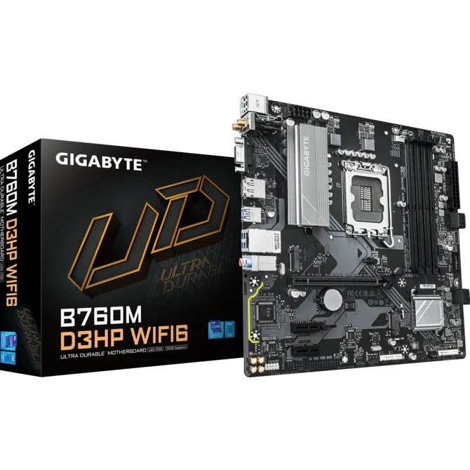 GIGABYTE B760M D3HP WiFi6 DDR5 motherboard front view for Intel PC builds in Dubai