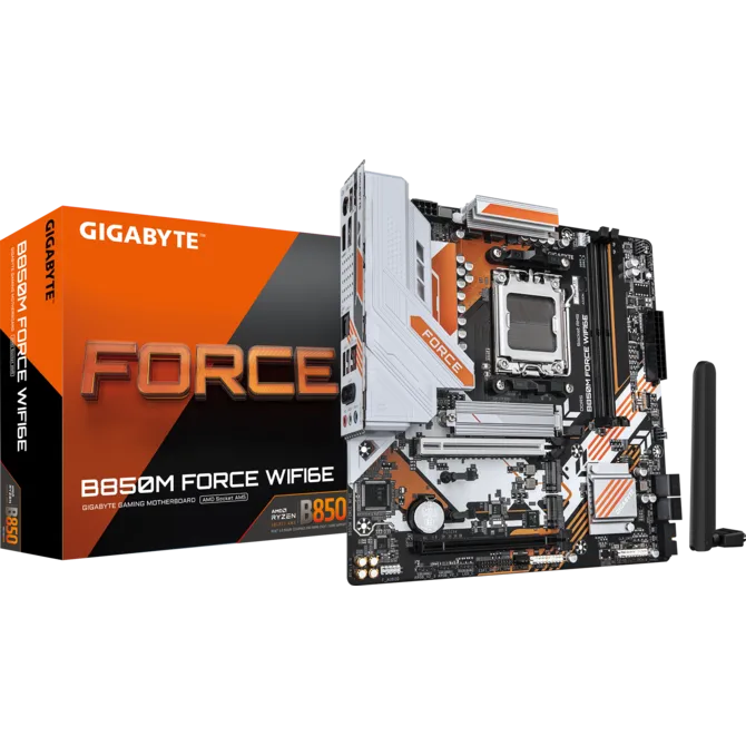 GIGABYTE B850M FORCE WiFi6E DDR5 AM5 motherboard front view for AMD Ryzen PC builds in Dubai