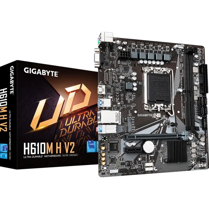 GIGABYTE H610M H V2 DDR5 motherboard front view for Intel PC builds in Dubai