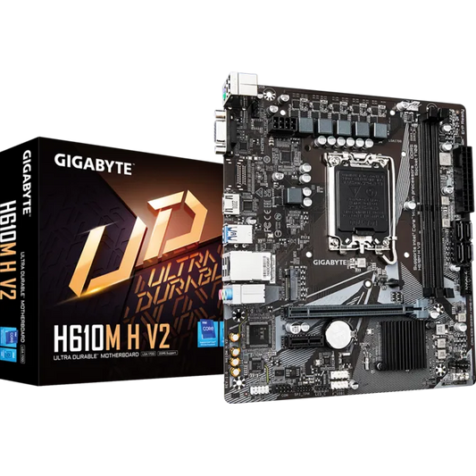 GIGABYTE H610M H V2 DDR5 motherboard front view for Intel PC builds in Dubai
