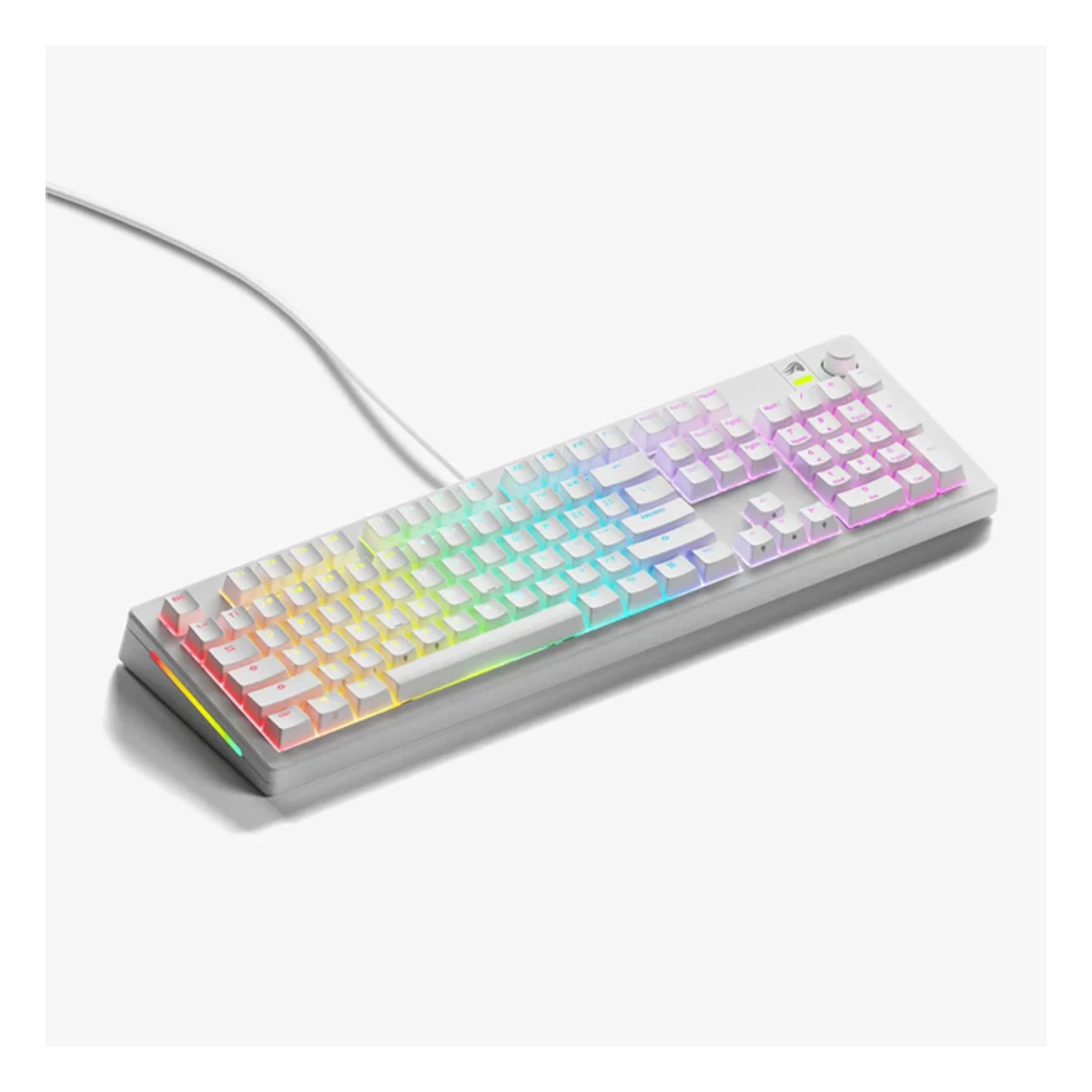 Glorious GMMK 3 100% white mechanical gaming keyboard angled product view
