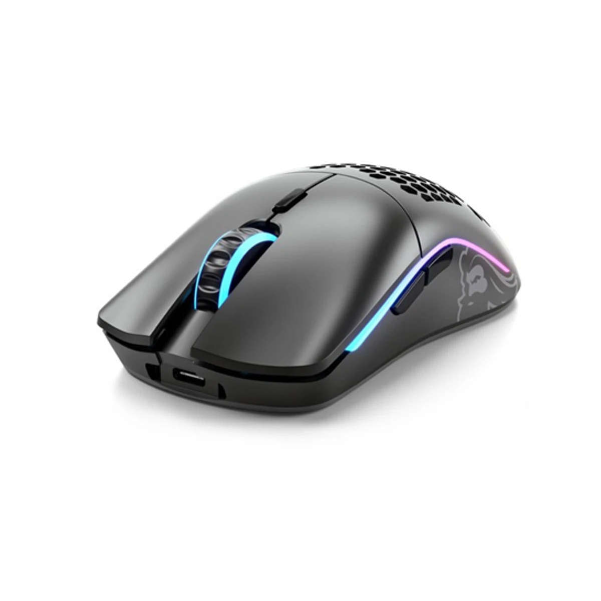 Glorious Model O Minus matte black wired gaming mouse front view for gaming setups in Dubai