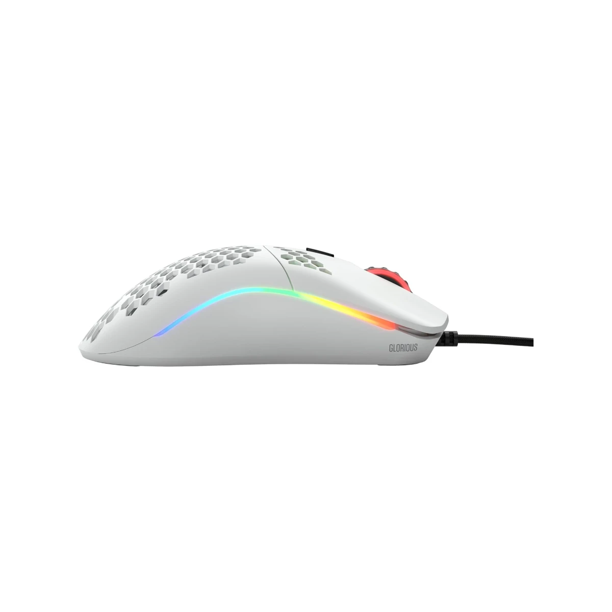 Glorious Model O Minus matte white lightweight gaming mouse angled product view