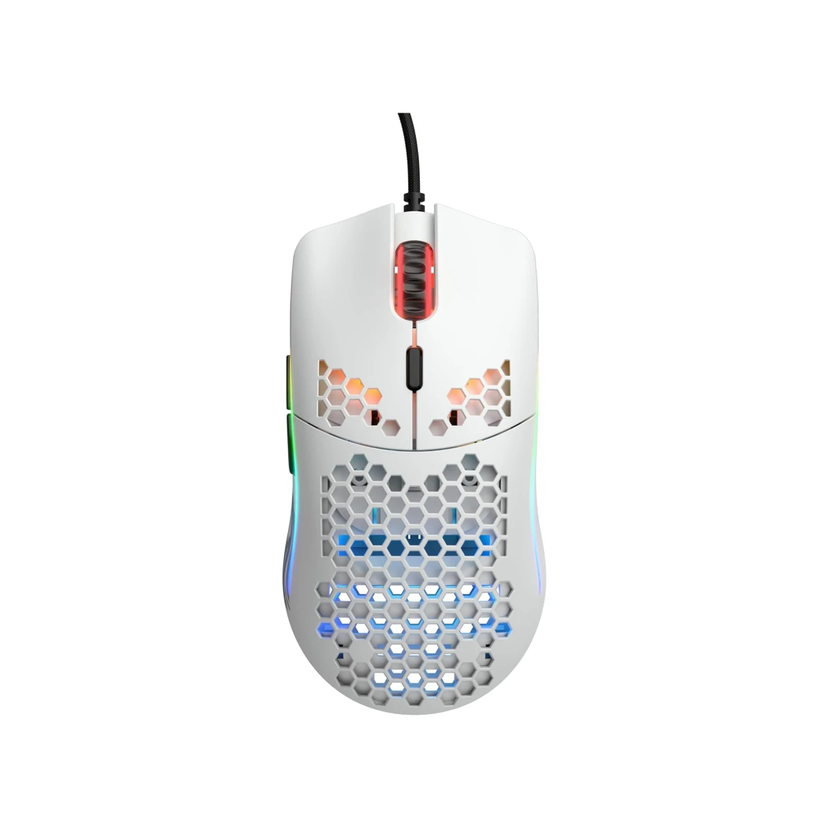 Glorious Model O Minus matte white wired gaming mouse front view for gaming setups in Dubai