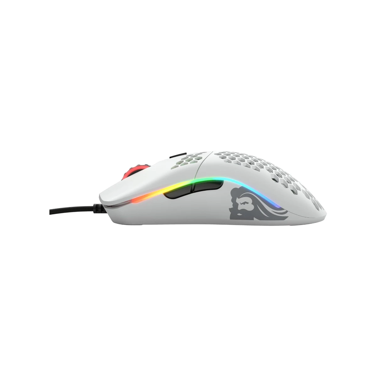 Glorious Model O Minus RGB honeycomb gaming mouse in matte white