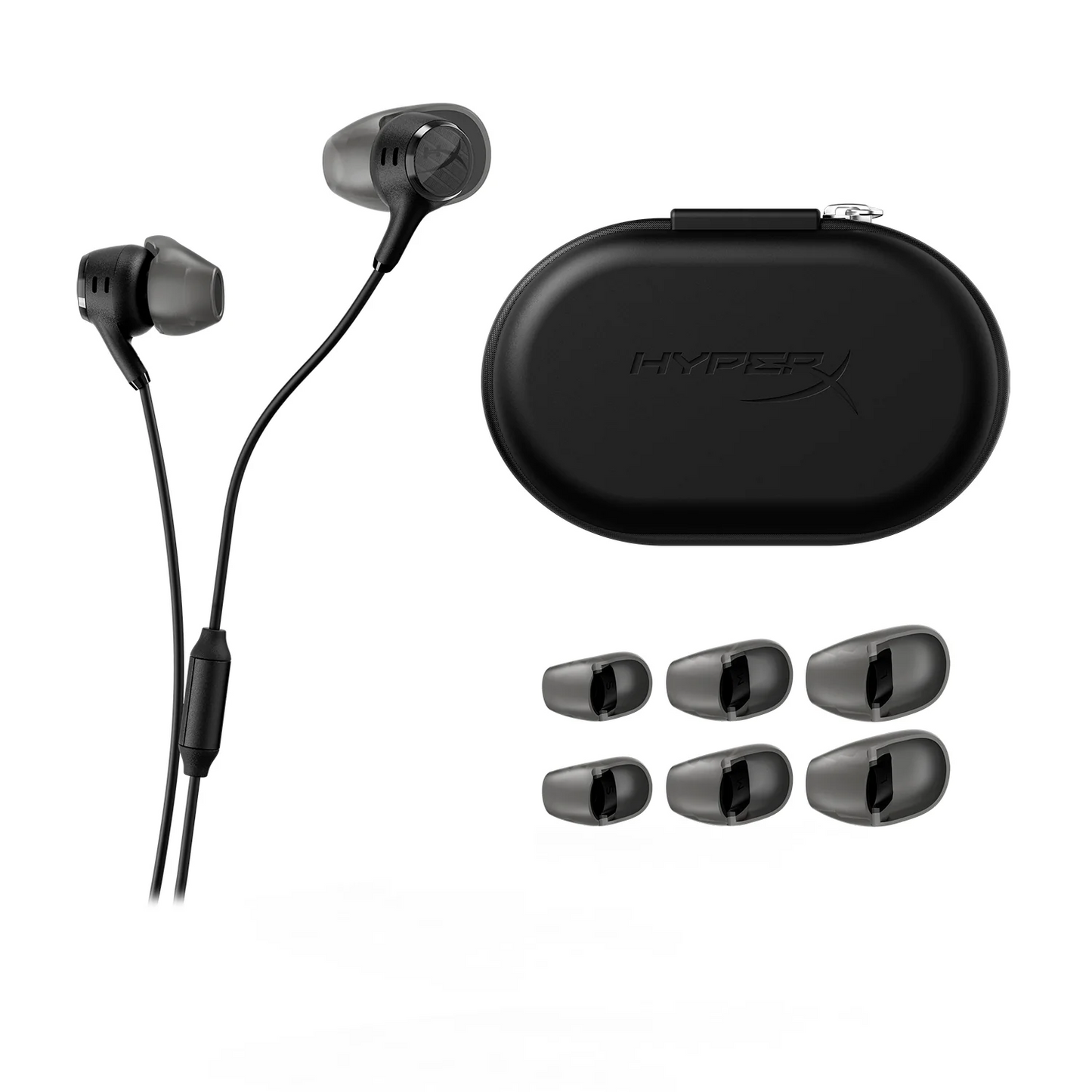 HyperX Cloud Earbuds III Black gaming earbuds front view for gaming setups in Dubai