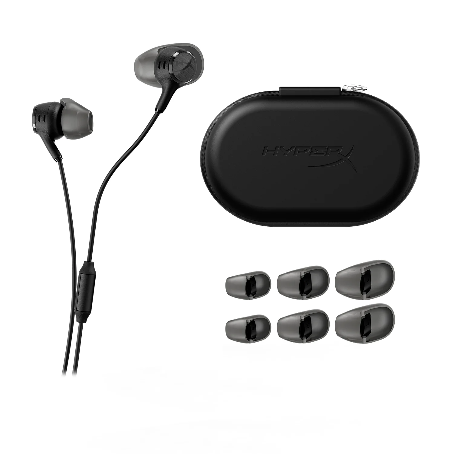 HyperX Cloud Earbuds III Black gaming earbuds front view for gaming setups in Dubai