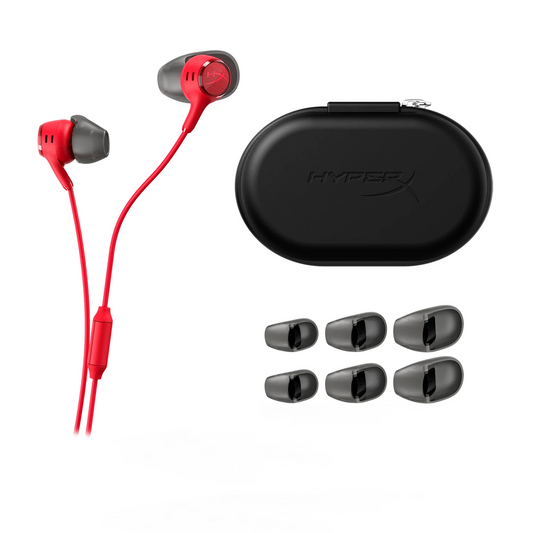 HyperX Cloud Earbuds III Red gaming earbuds front view for gaming setups in Dubai