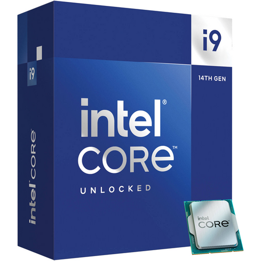 Intel Core i9-14900K 14th Gen processor front view for high-end gaming PC builds in Dubai