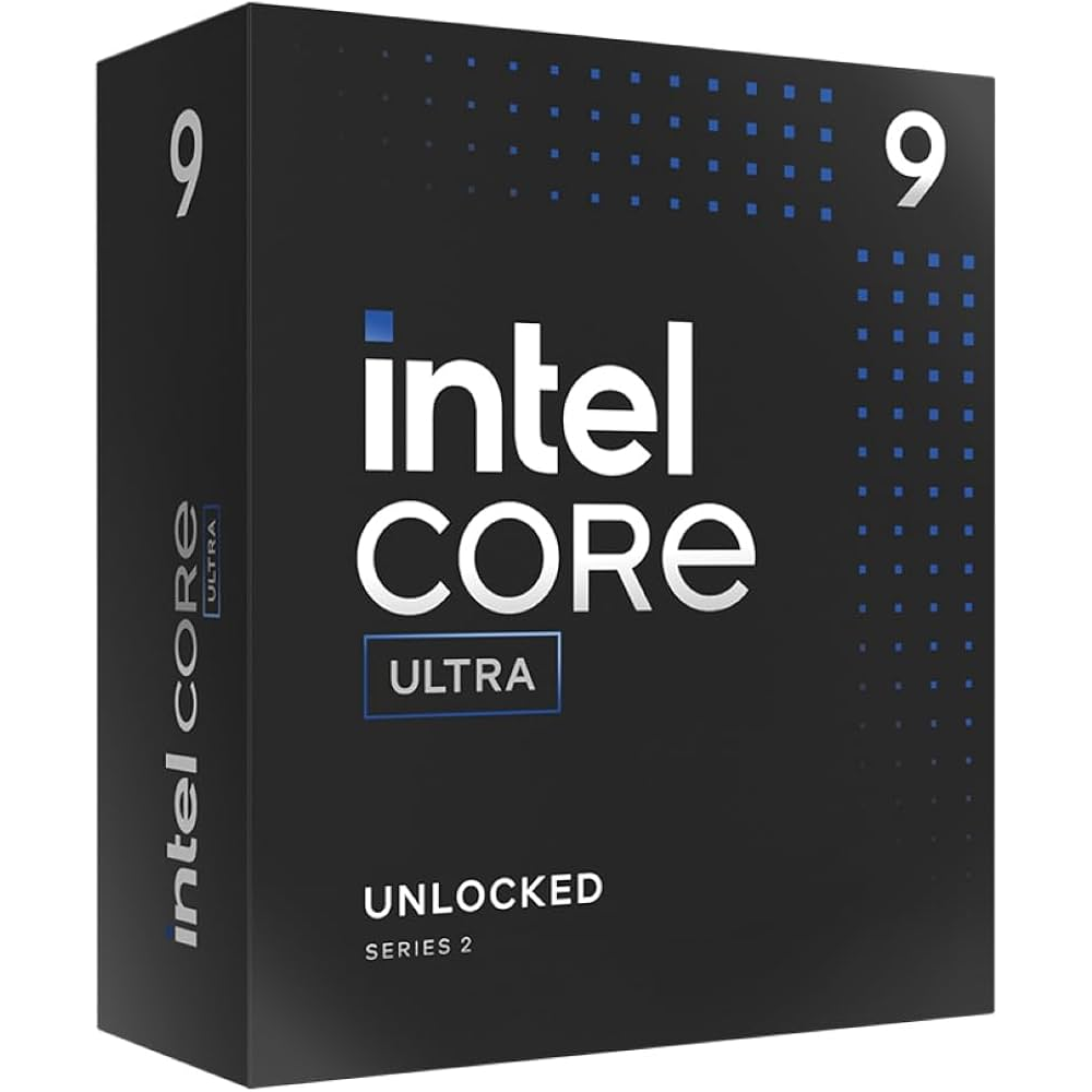 Intel Core Ultra 9 285K desktop processor angled product view