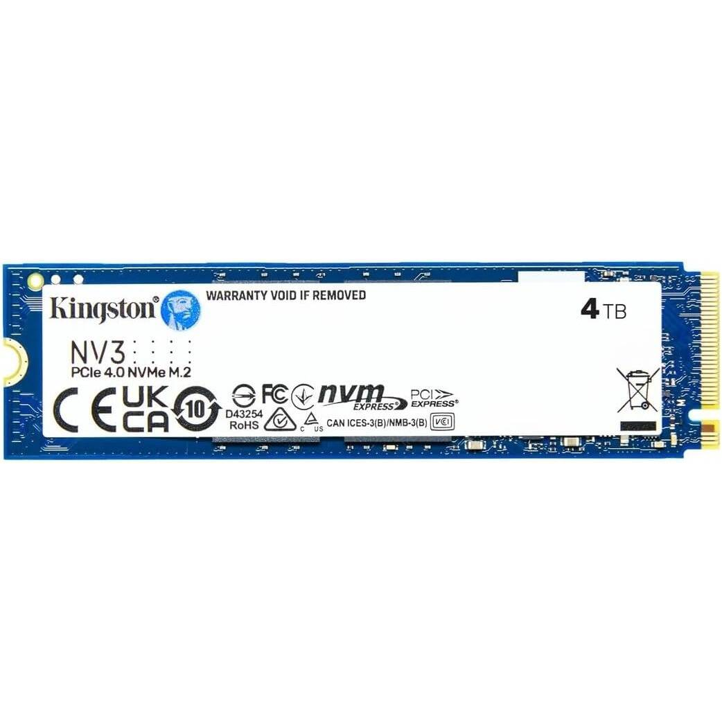 Kingston NV3 4TB PCIe 4.0 NVMe M.2 2280 SSD angled product view