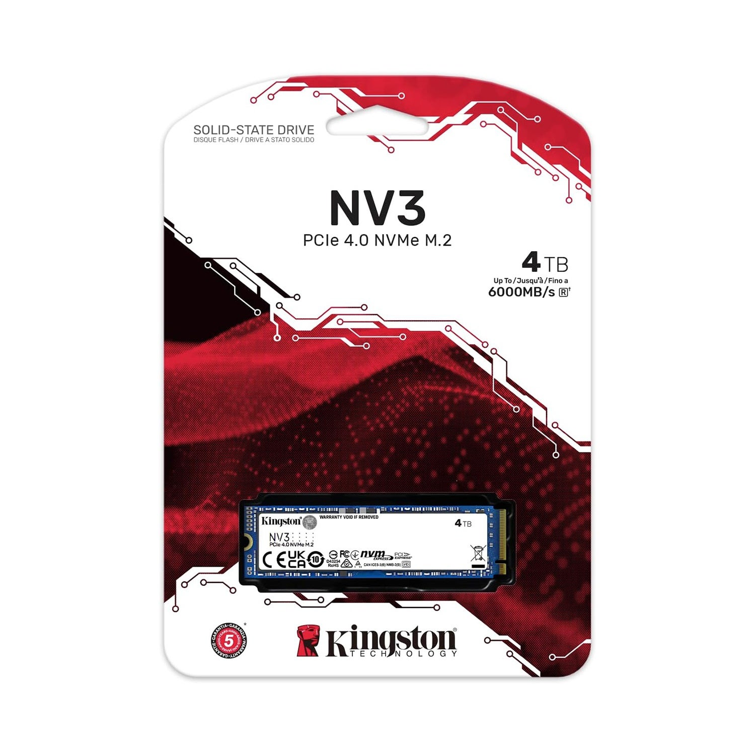 Kingston NV3 4TB PCIe 4.0 NVMe M.2 SSD front view for gaming PC builds in Dubai