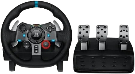 Logitech G29 Driving Force racing wheel front view for PlayStation and PC racing setups in Dubai