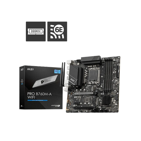 MSI PRO B760M-A WiFi DDR5 motherboard front view for Intel PC builds in Dubai
