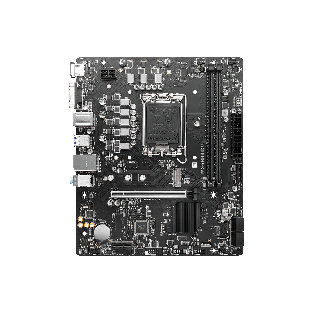 MSI PRO H610M-E DDR4 motherboard angled product view