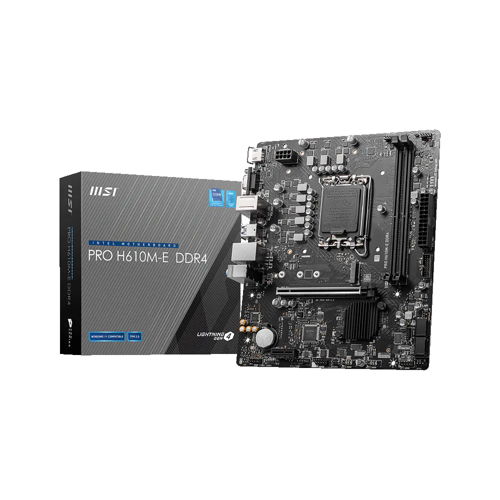 MSI PRO H610M-E DDR4 motherboard front view for Intel PC builds in Dubai