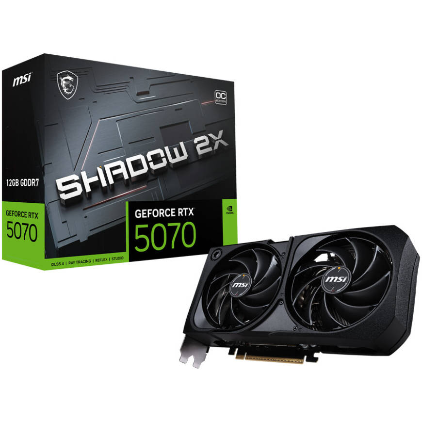 MSI GeForce RTX 5070 Shadow 2X OC 12GB graphics card front view for gaming PC builds in Dubai