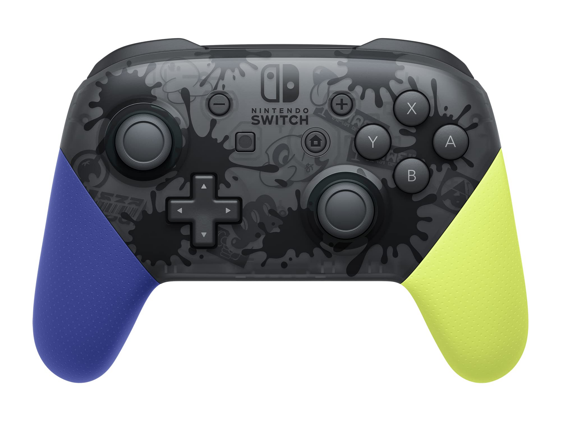 Nintendo Switch gaming controller with blue and green grips on a white background