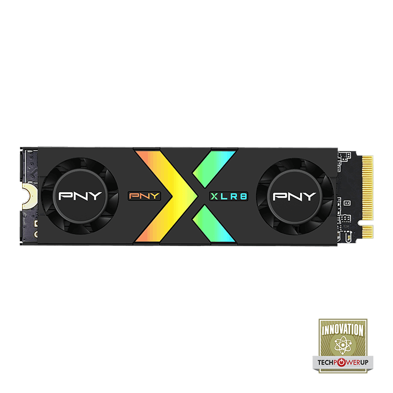 PNY XLR8 CS3150 1TB M.2 2280 PCIe Gen5 SSD with black heatsink for high-end PC builds