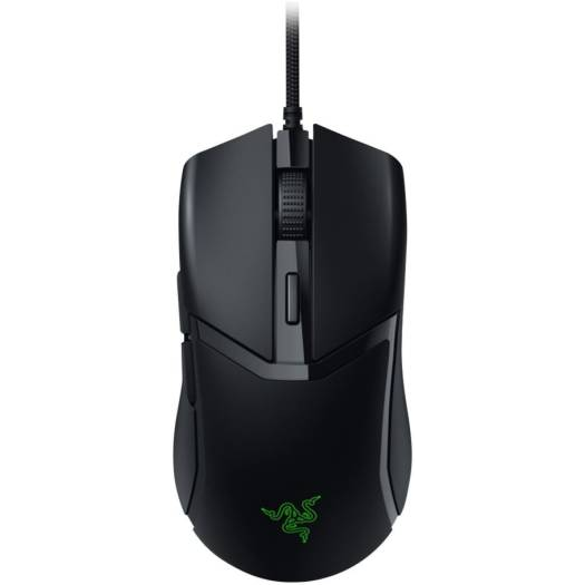 Razer Cobra customizable wired gaming mouse black front view for gaming setups in Dubai