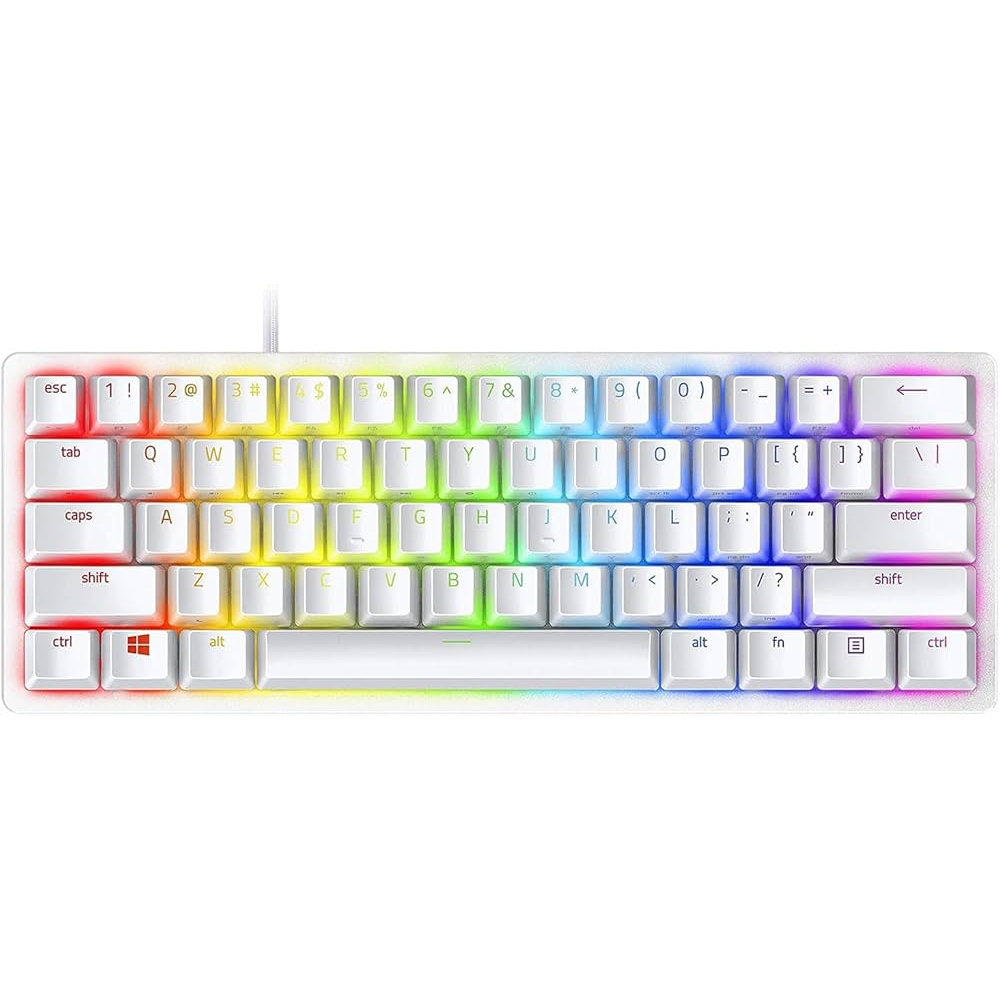 Razer Huntsman Mini Mercury compact gaming keyboard angled product view