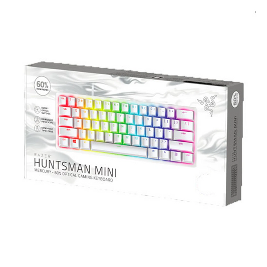 Razer Huntsman Mini Mercury 60% optical gaming keyboard front view for gaming setups in Dubai