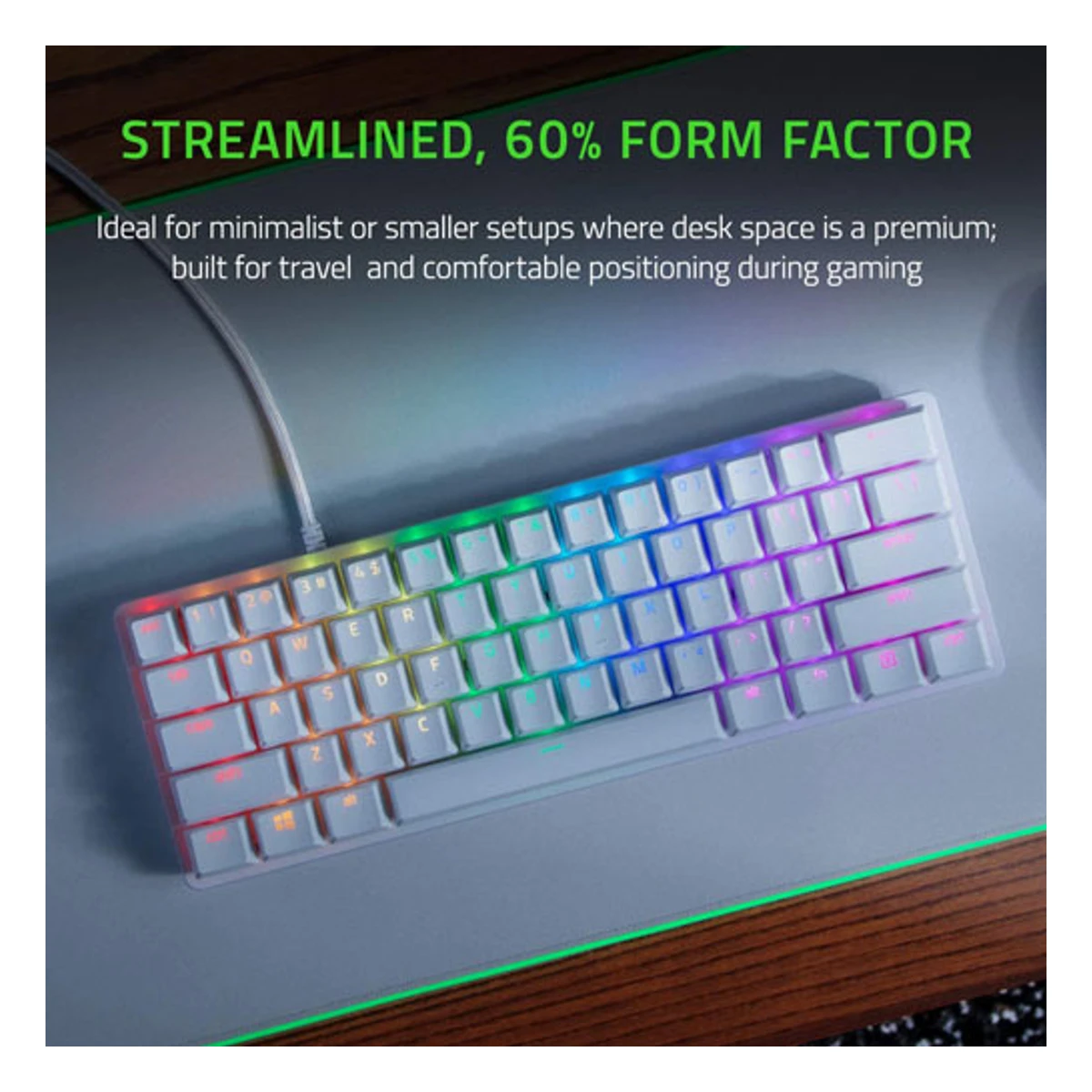 Razer Huntsman Mini Mercury RGB optical gaming keyboard with compact 60% layout