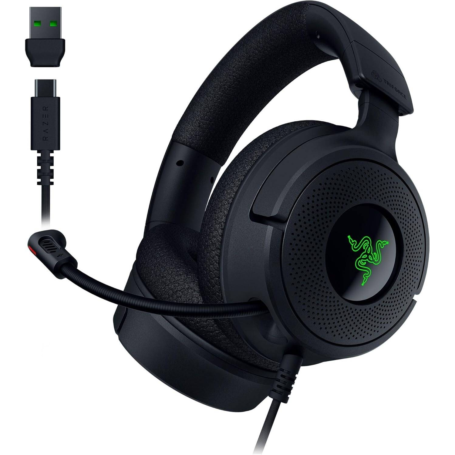 Razer Kraken V4 X Black wired gaming headset with retractable microphone
