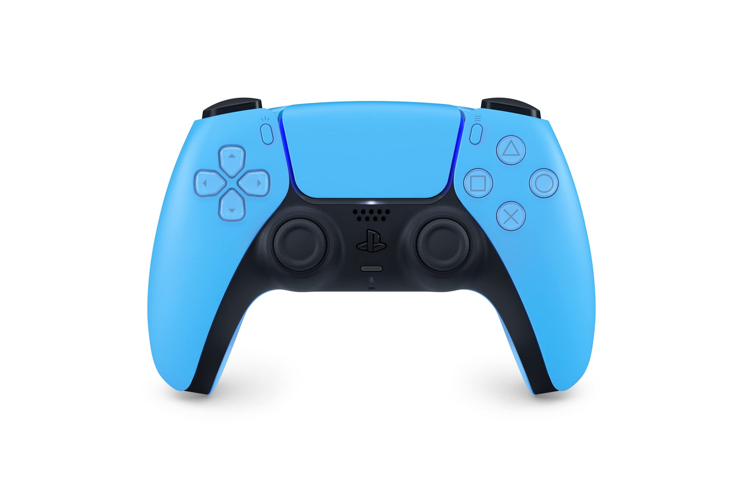 Sony PS5 DualSense Ice Blue wireless controller retail packaging for UAE gaming accessory customers