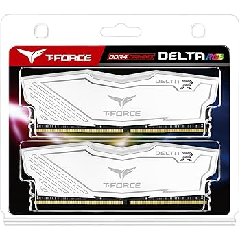 TEAMGROUP T-Force Delta RGB DDR4 3600MHz 16GB white RAM front view for gaming PC builds in Dubai