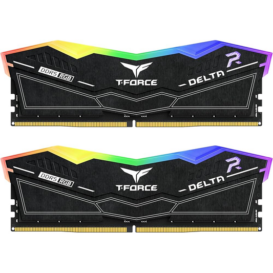 TEAMGROUP T-Force Delta RGB DDR5 6000MHz 32GB black RAM front view for gaming PC builds in Dubai