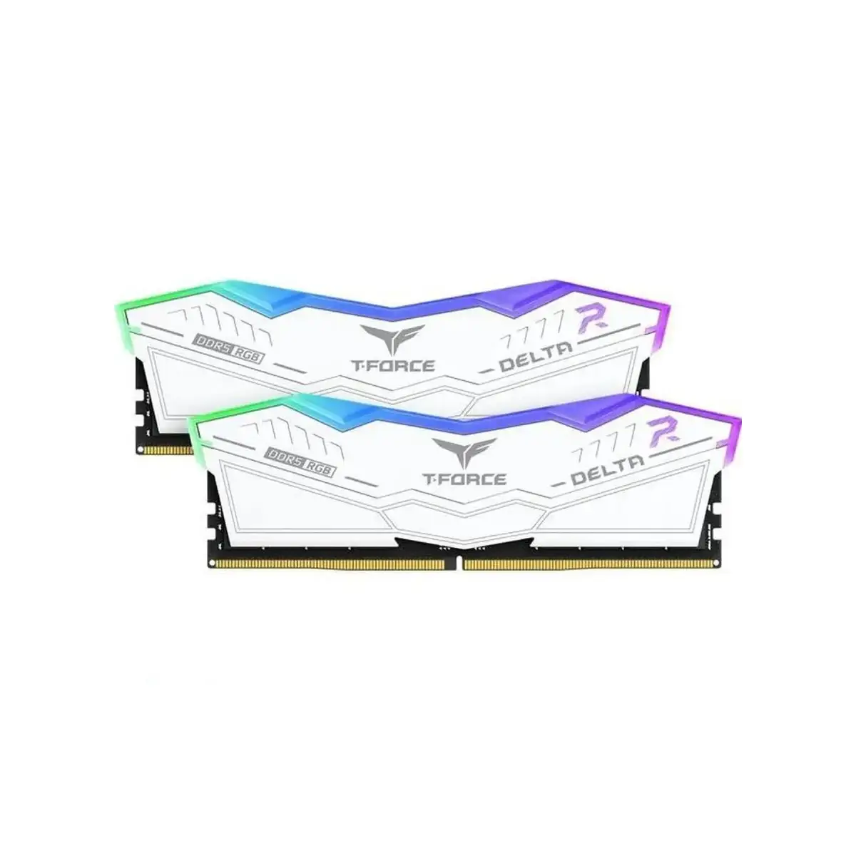 TEAMGROUP T-Force Delta RGB DDR5 6000MHz 32GB white desktop RAM angled product view