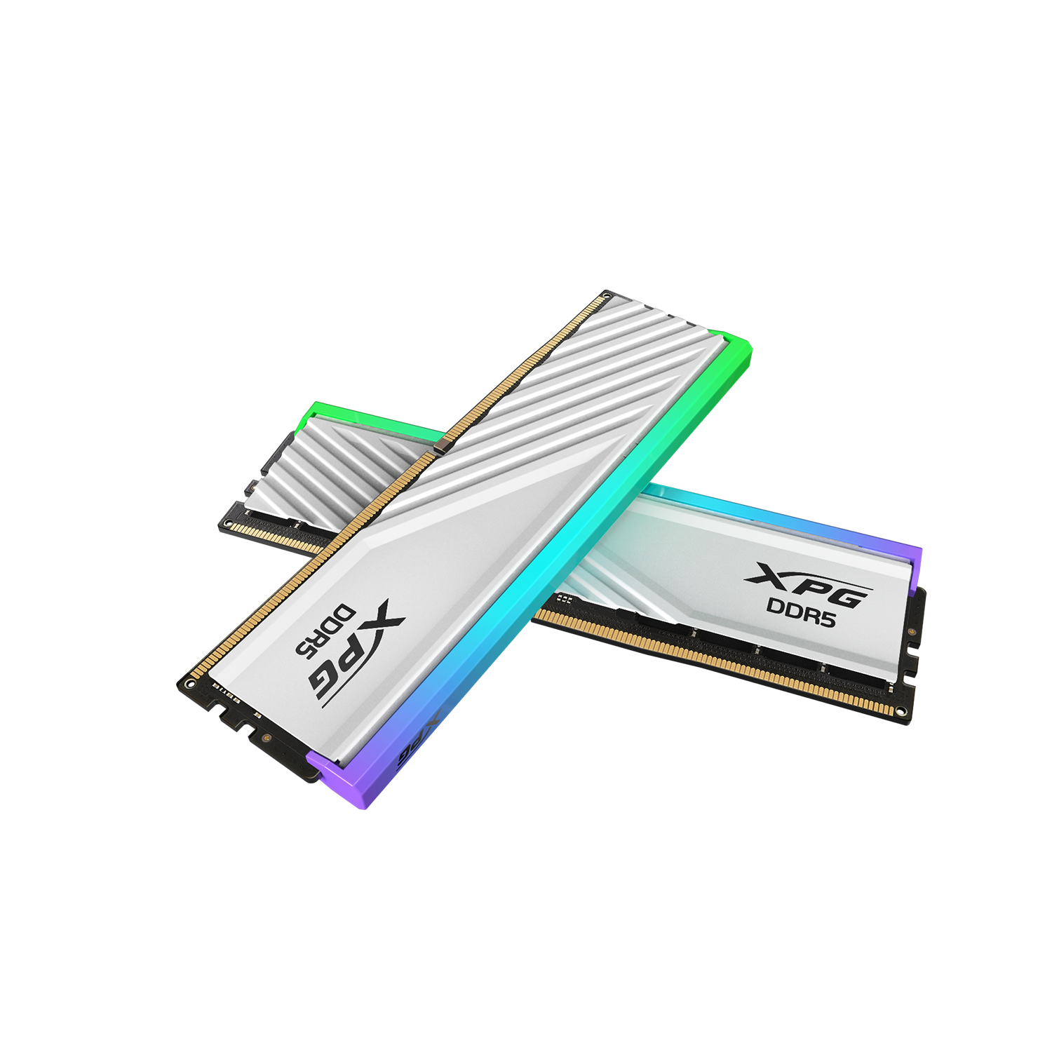XPG Lancer Blade DDR5 6000MT/s 32GB white desktop RAM angled product view