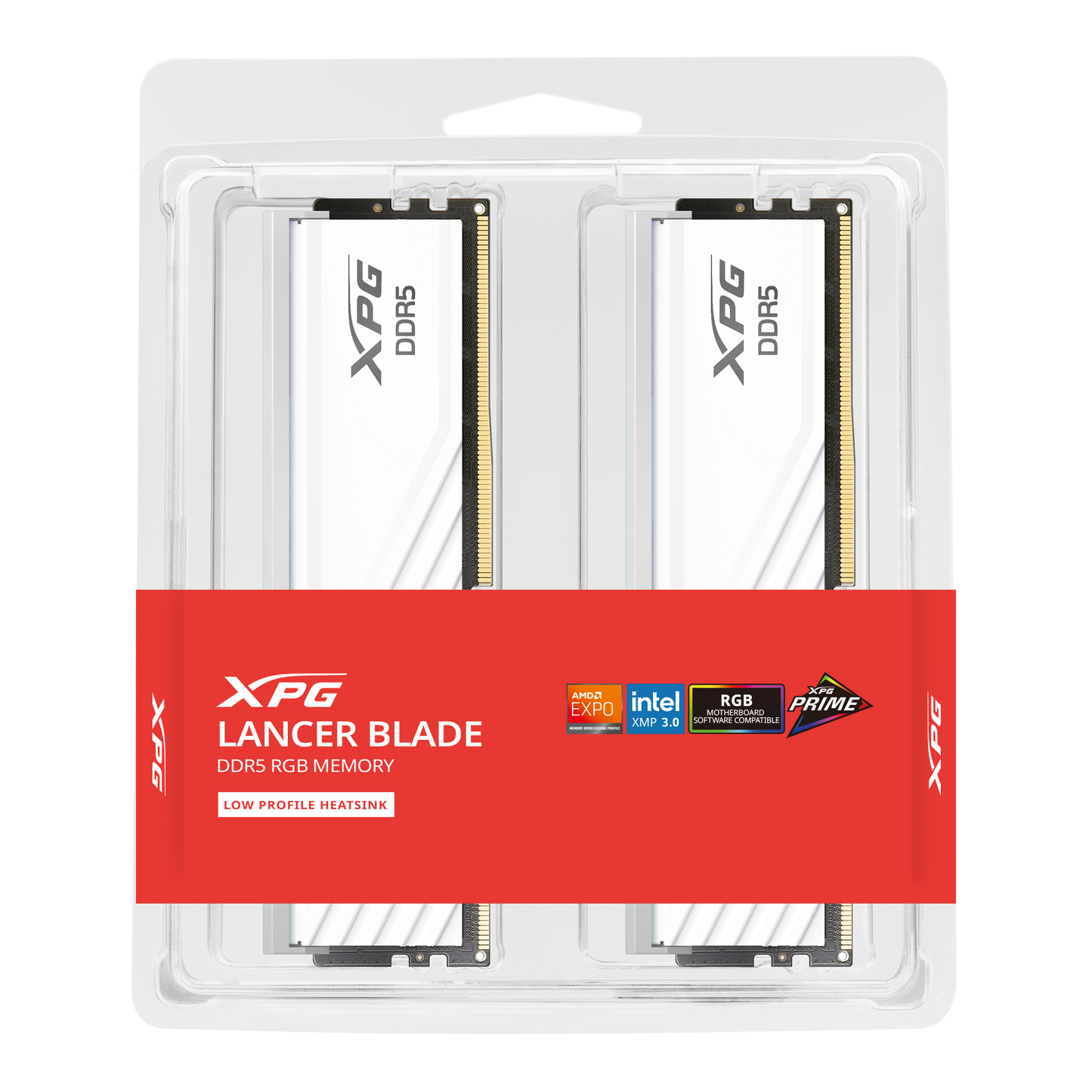 XPG Lancer Blade DDR5 6000MT/s 32GB white RAM front view for gaming PC builds in Dubai