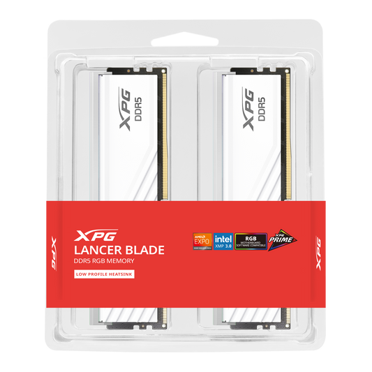 XPG Lancer Blade DDR5 6000MT/s 32GB white RAM front view for gaming PC builds in Dubai